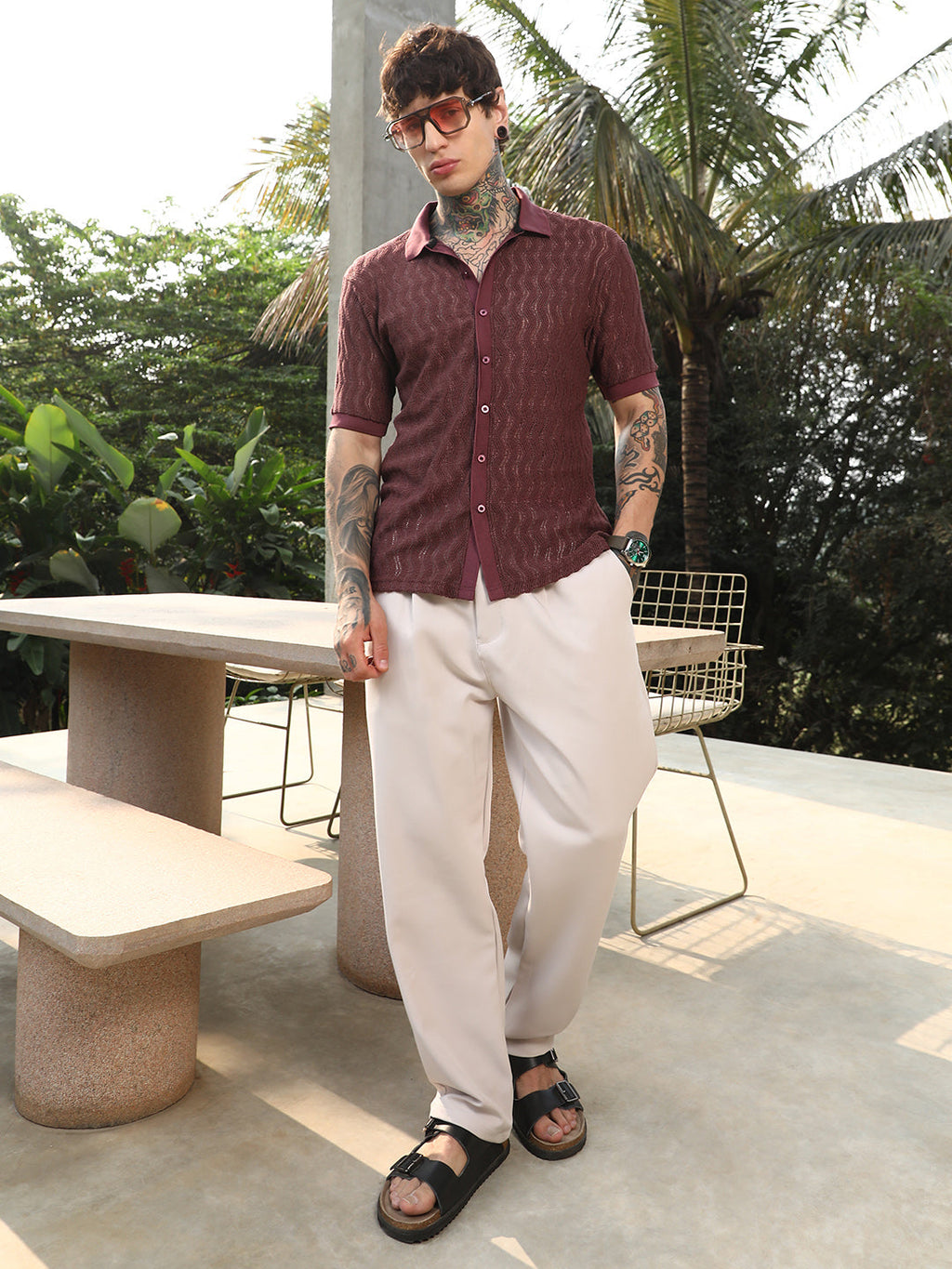 Swirl-Knit Polo Shirt