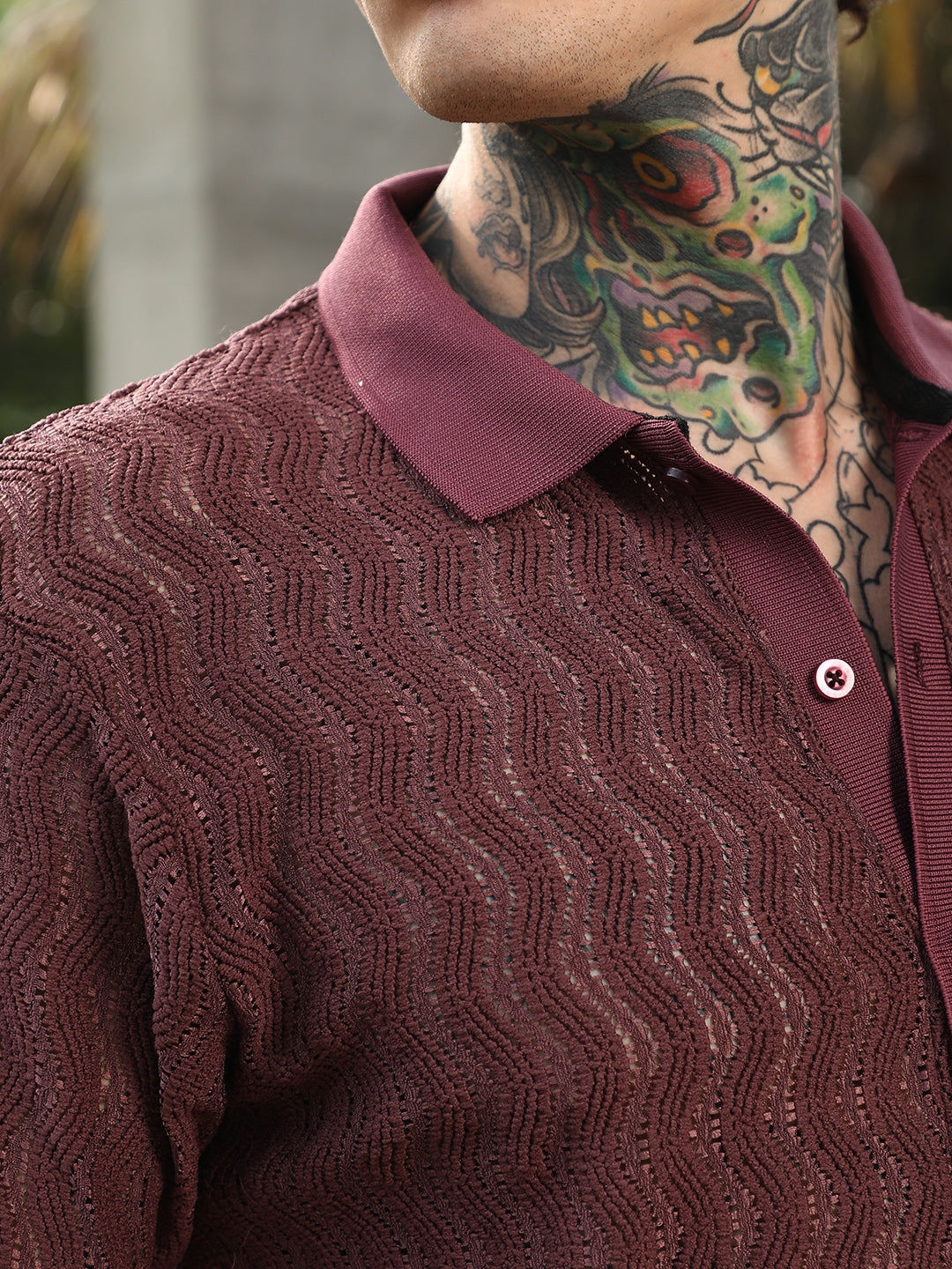 Swirl-Knit Polo Shirt