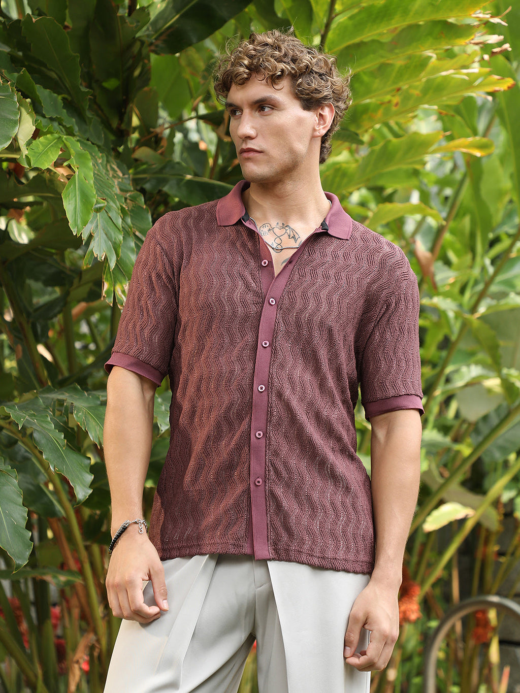 Swirl-Knit Polo Shirt