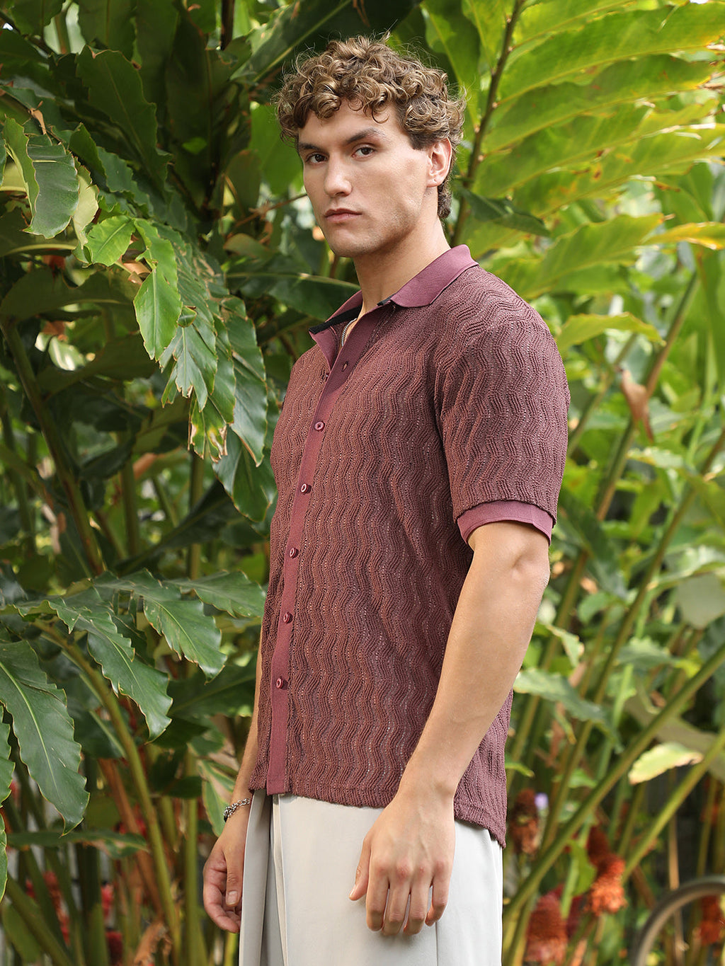 Swirl-Knit Polo Shirt