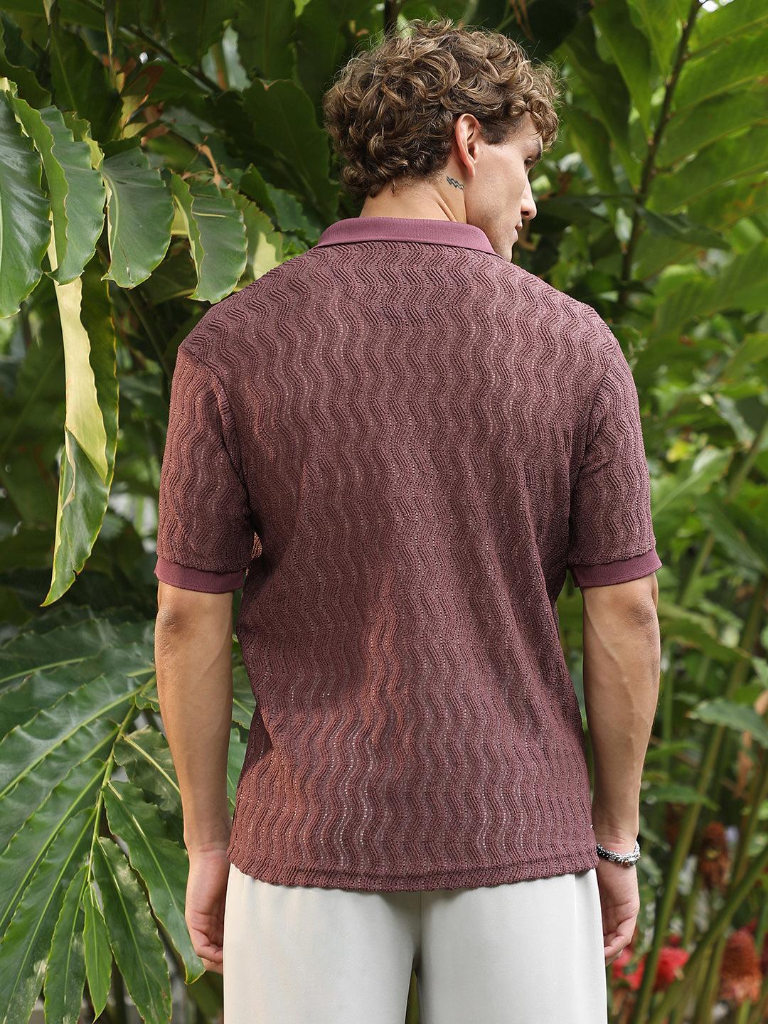 Swirl-Knit Polo Shirt