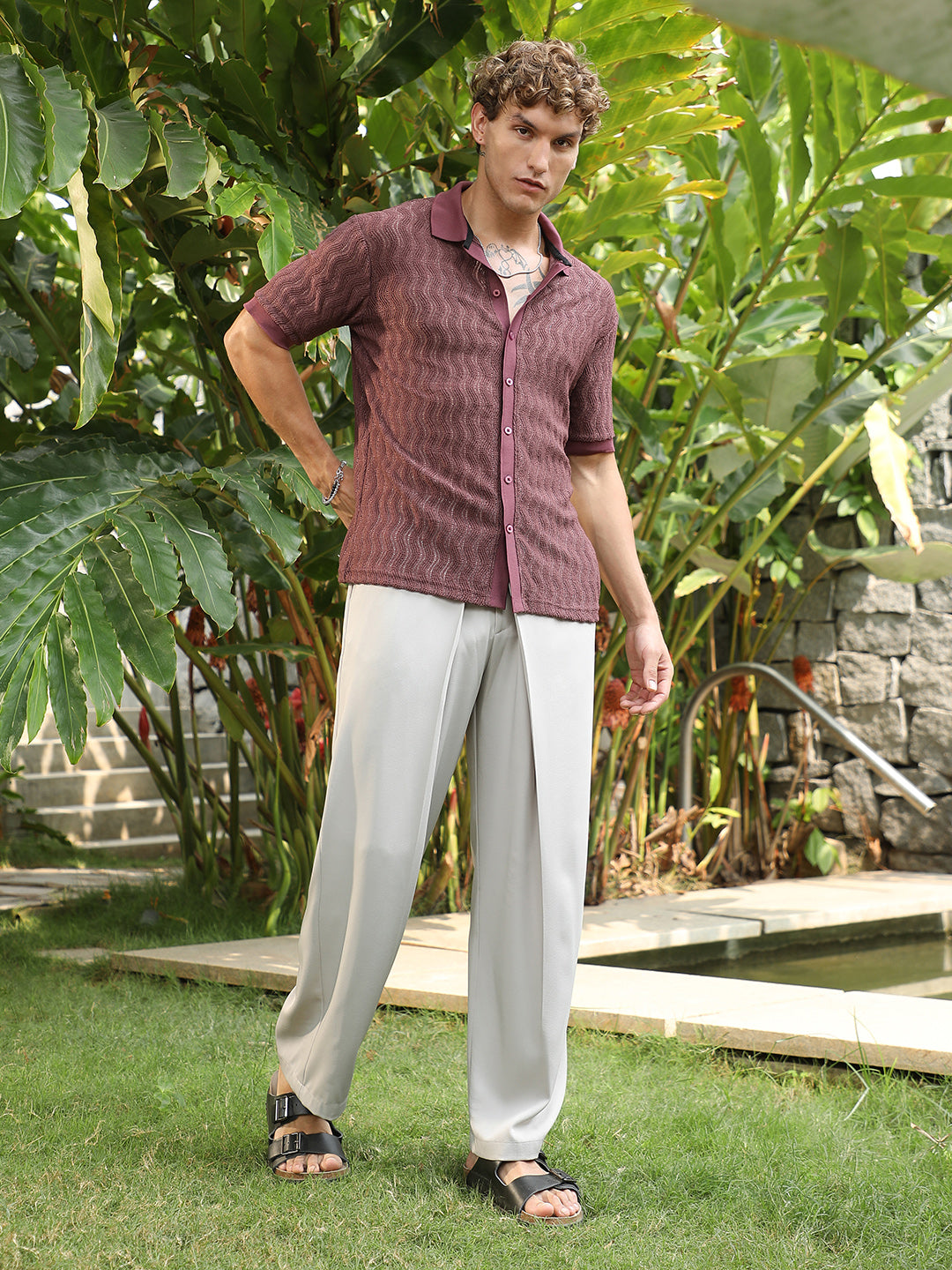 Swirl-Knit Polo Shirt