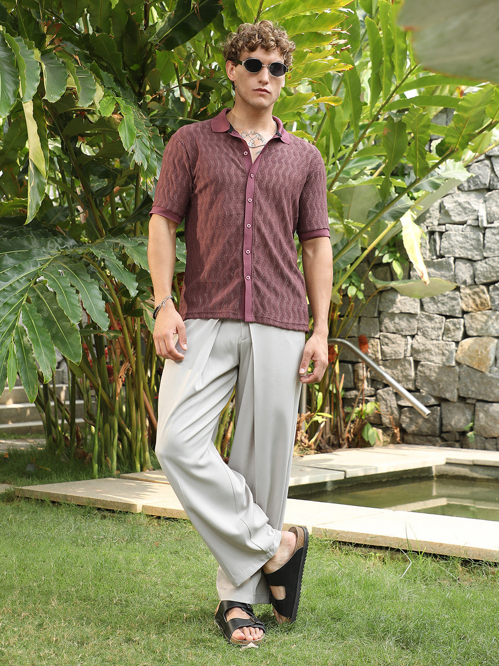 Swirl-Knit Polo Shirt