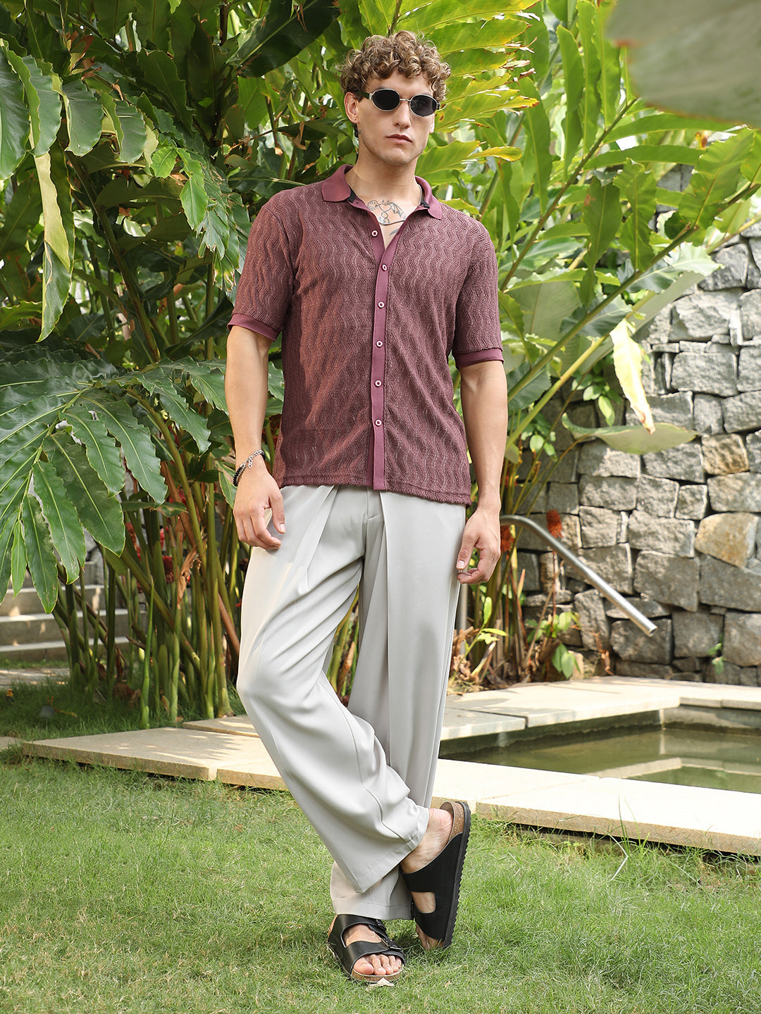 Swirl-Knit Polo Shirt