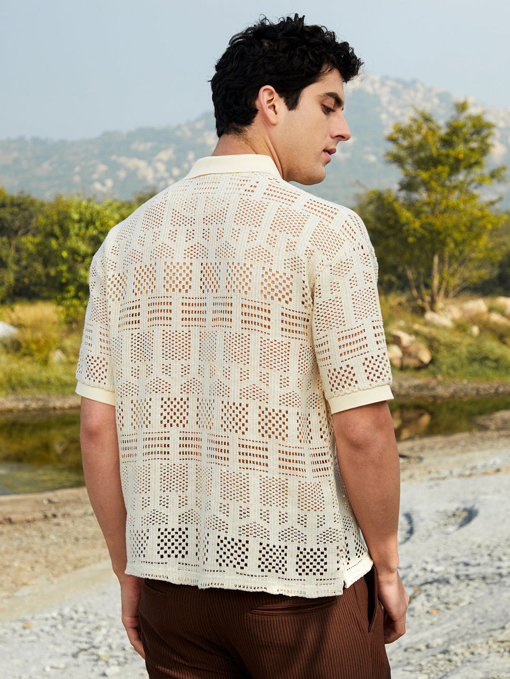 Geo-Boho Oversized Polo T-Shirt