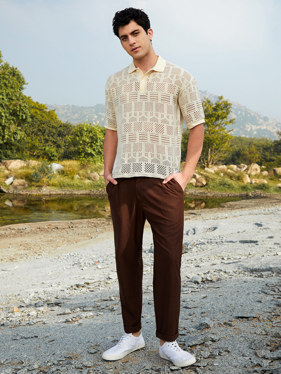 Geo-Boho Oversized Polo T-Shirt