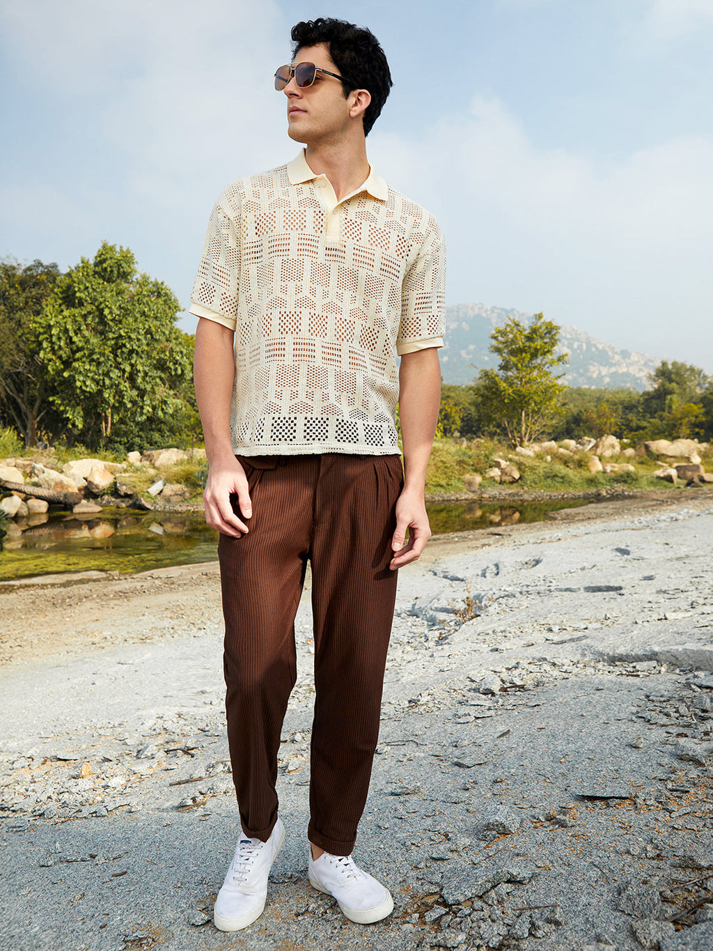 Geo-Boho Oversized Polo T-Shirt