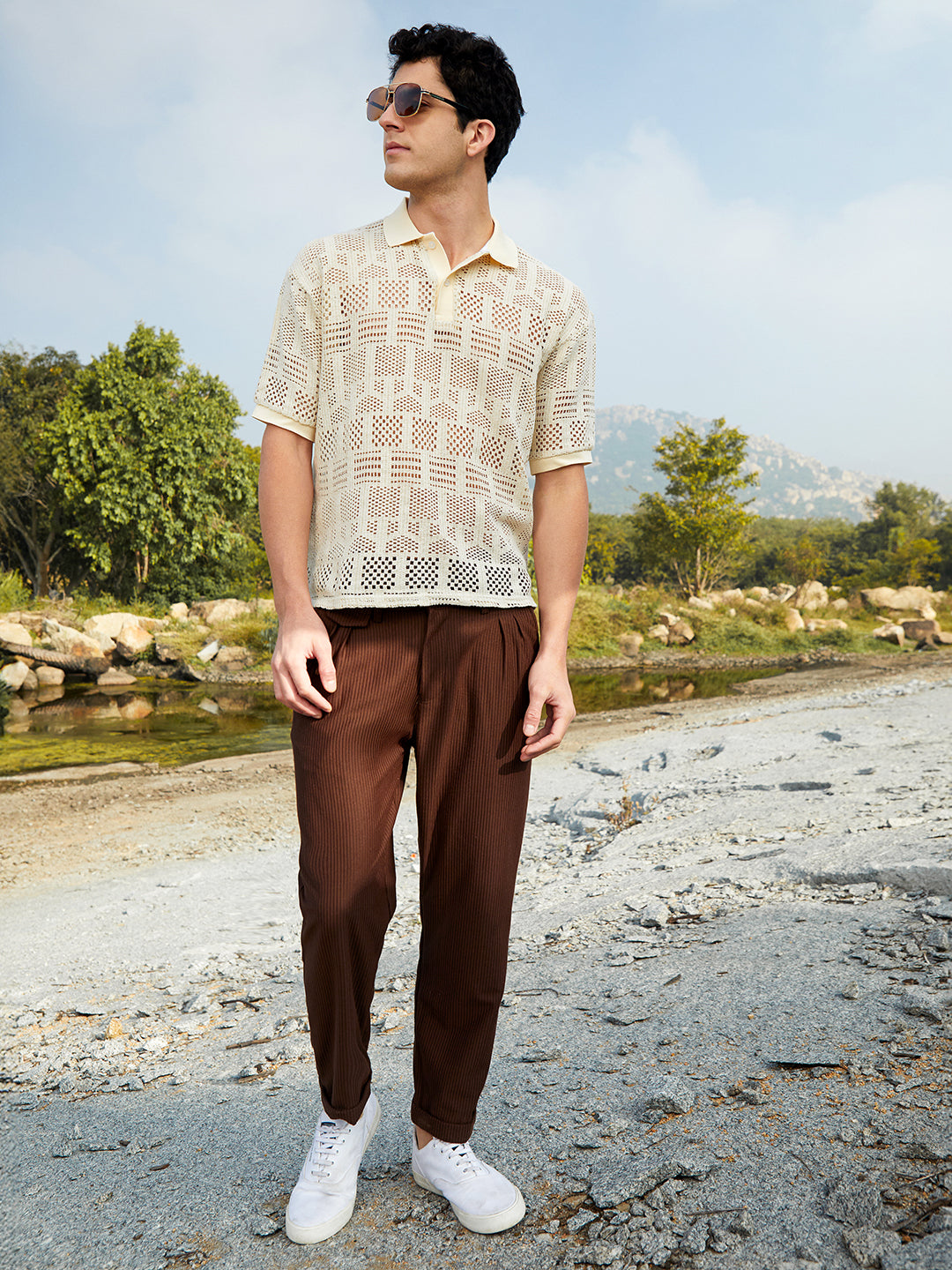 Geo-Boho Oversized Polo T-Shirt