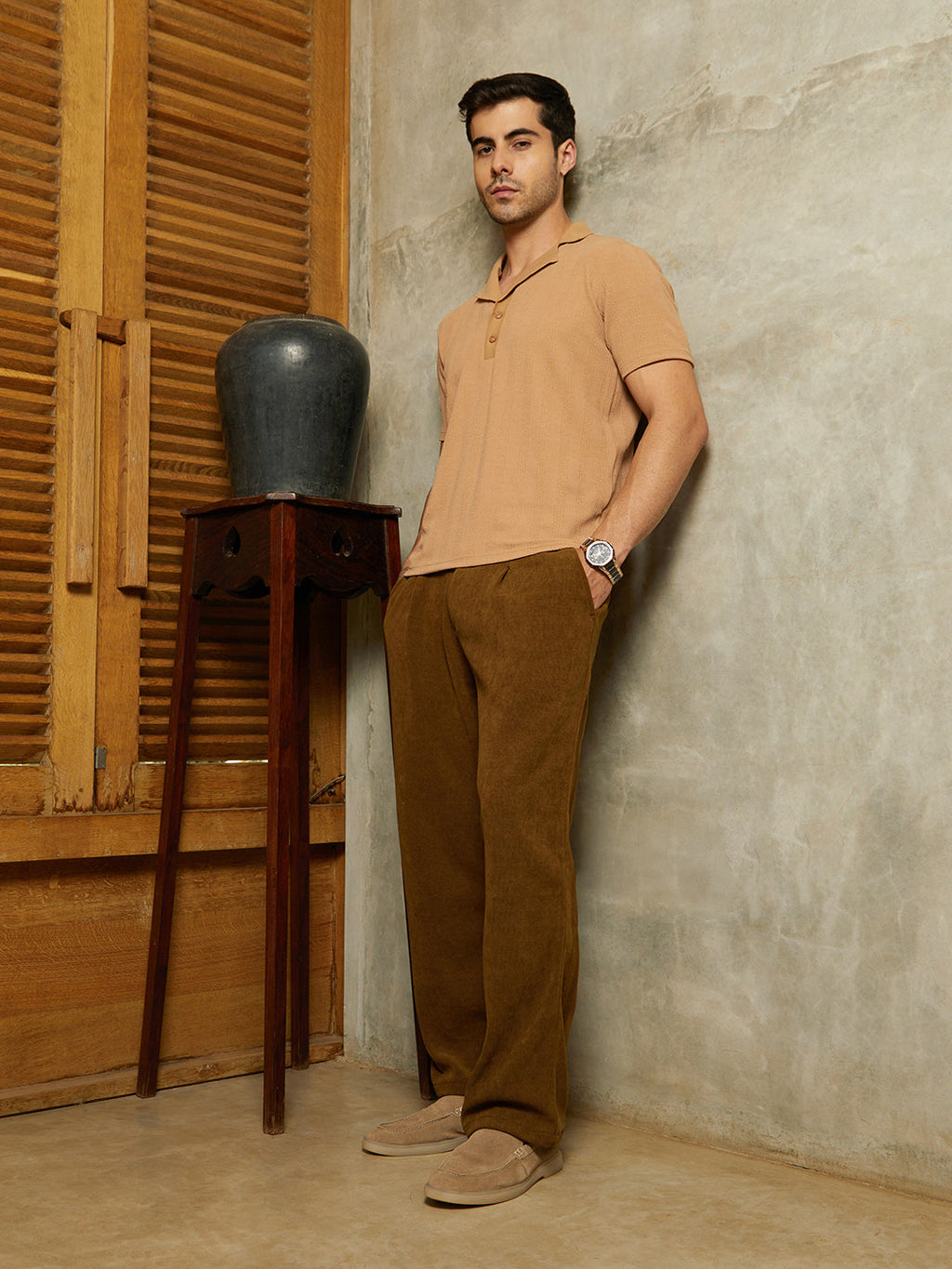 Rope-Tactile Cuban Polo T-Shirt