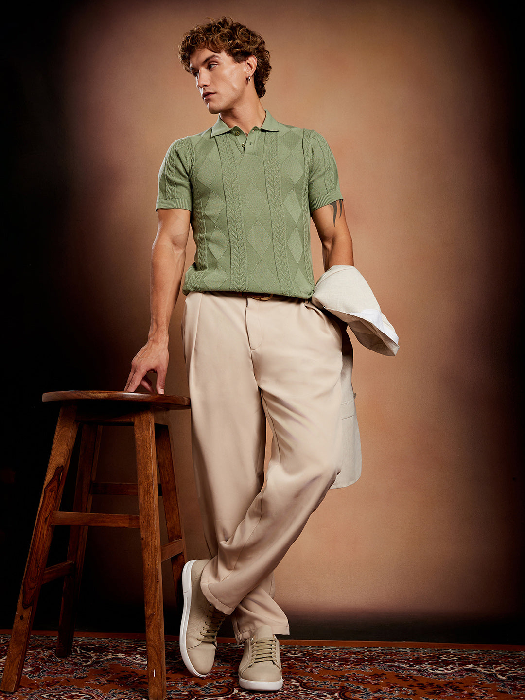 Argyle-Tactile Polo T-Shirt