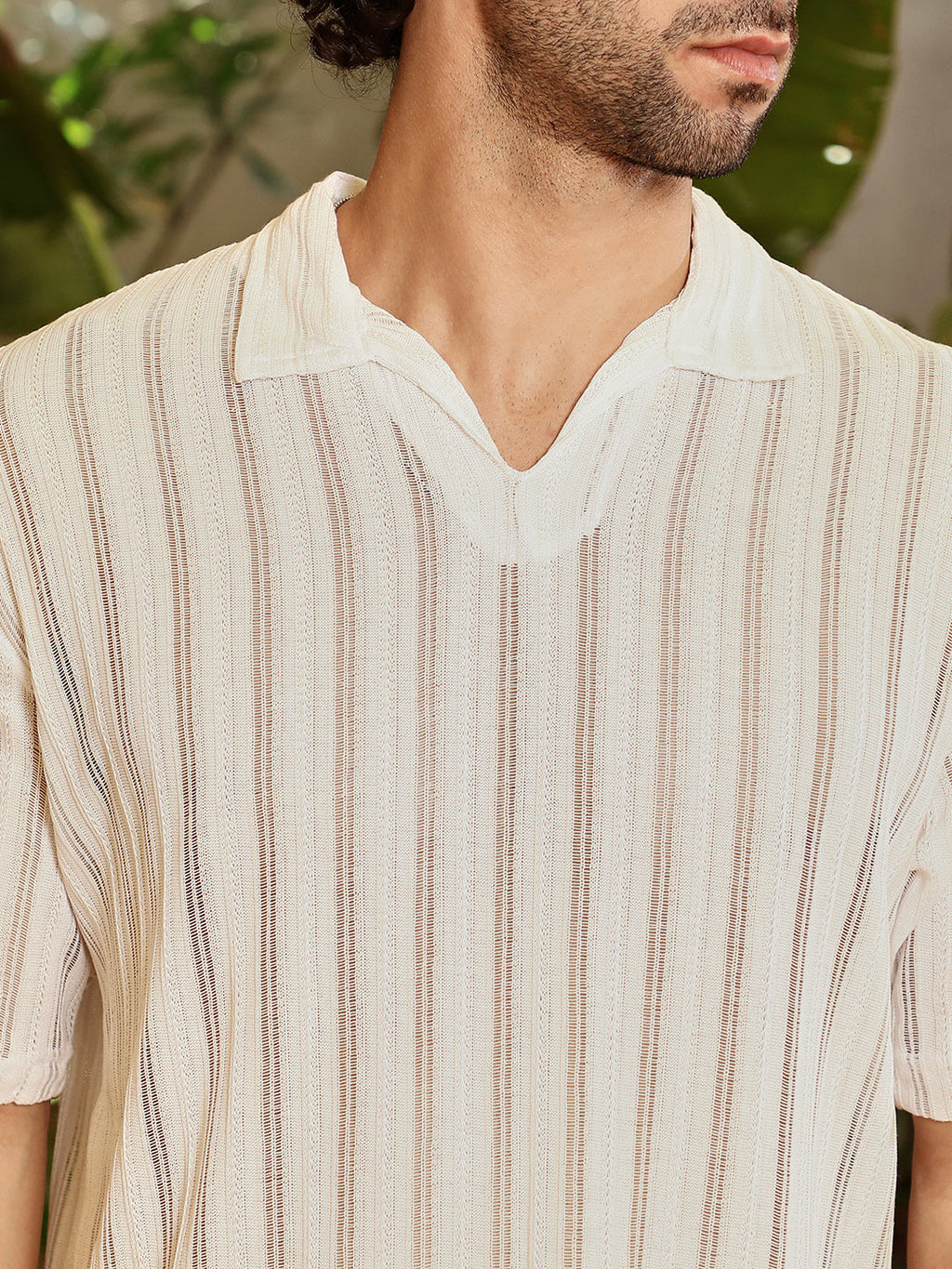 Duo-Striped Relaxed Polo T-Shirt