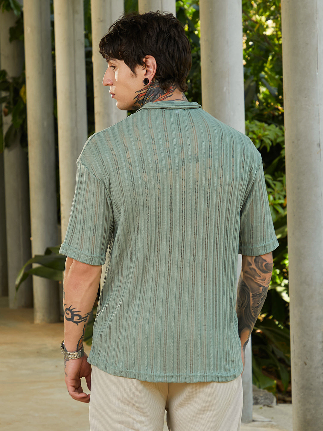 Duo-Striped Relaxed Polo T-Shirt