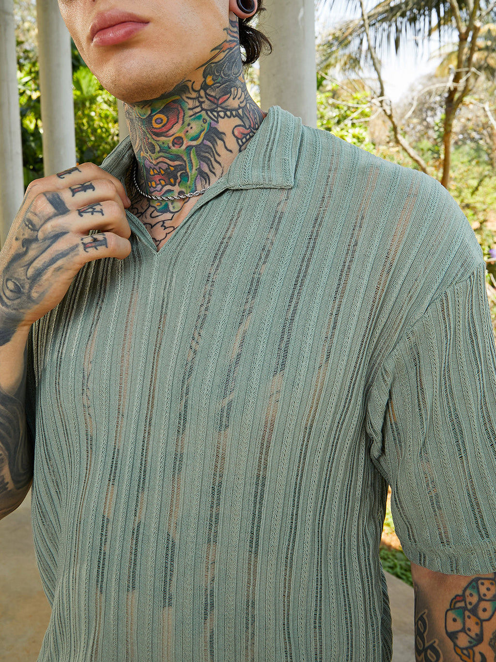 Duo-Striped Relaxed Polo T-Shirt