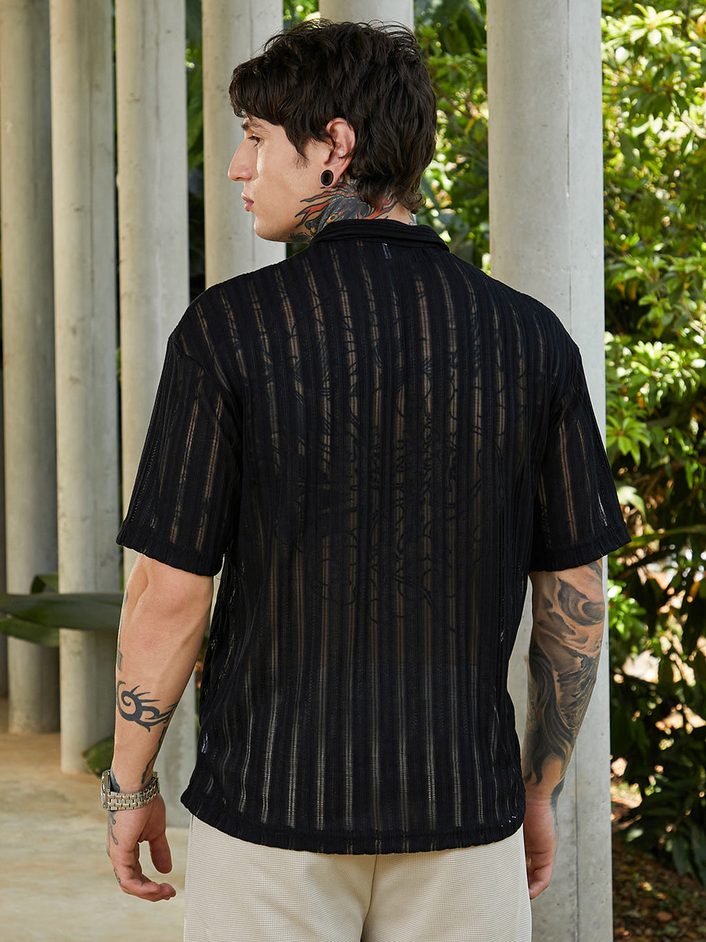 Duo-Striped Relaxed Polo T-Shirt