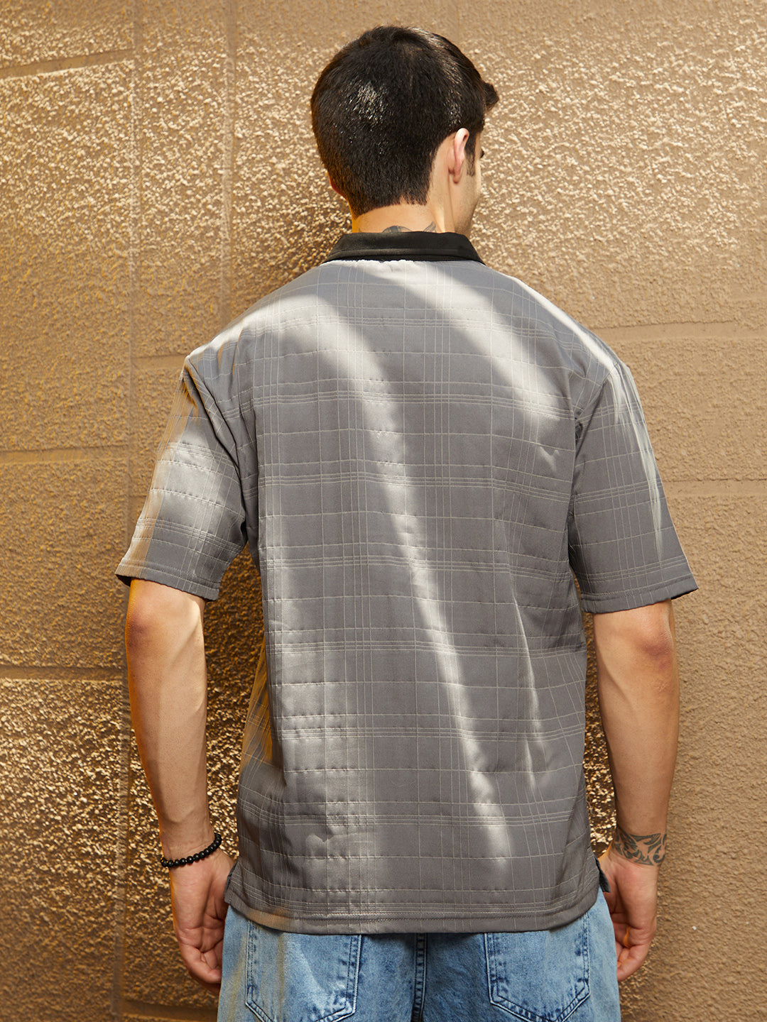 Contrast Grid Polo T-Shirt