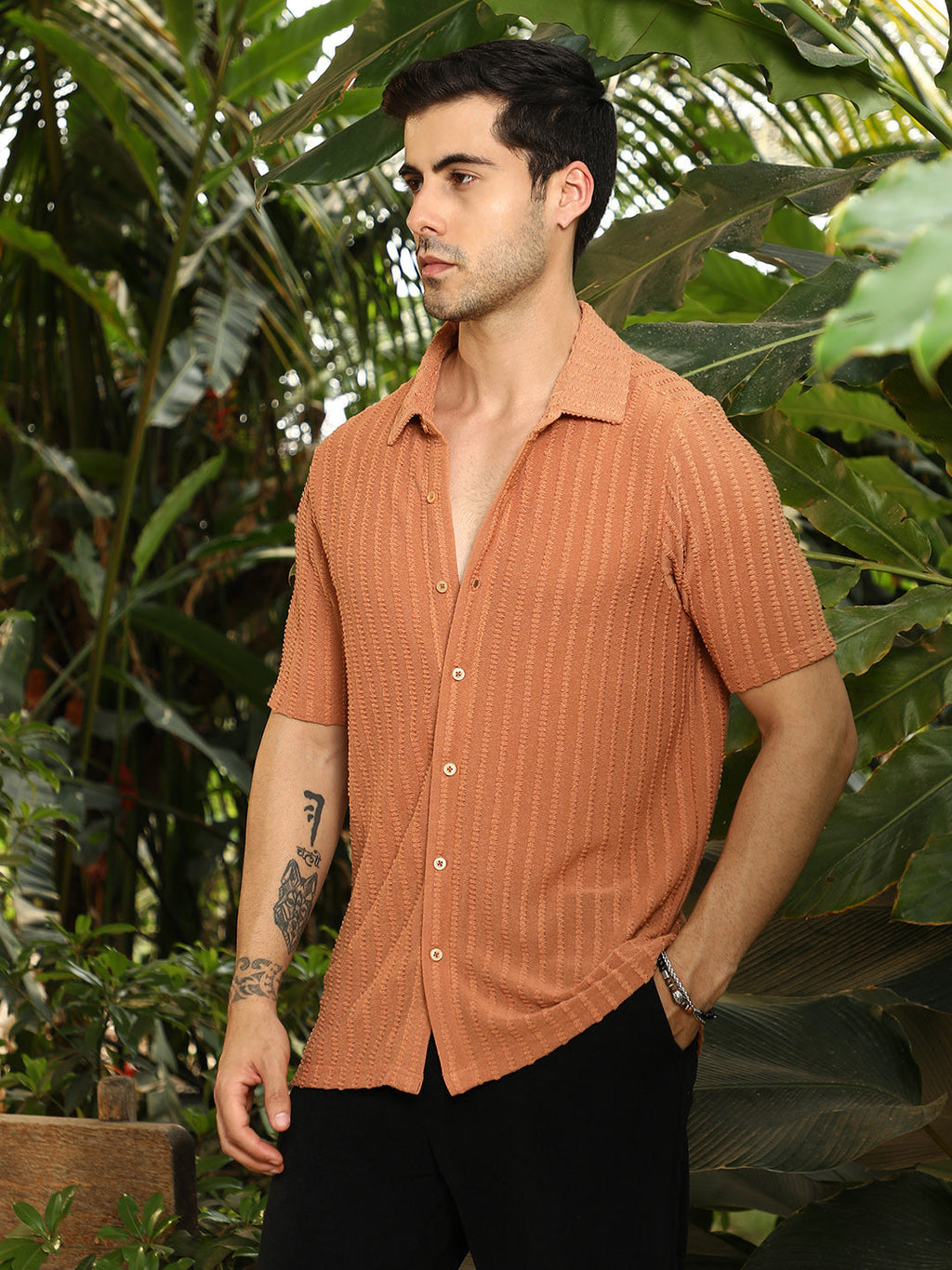 Cross-Stitch Stripe Knit Shirt