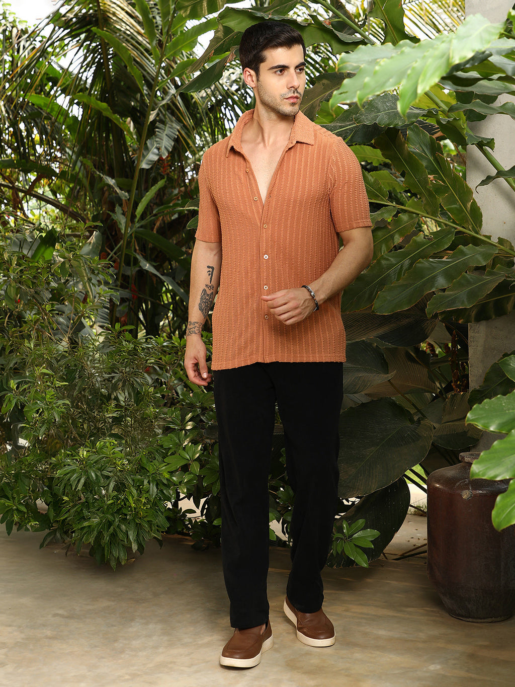 Cross-Stitch Stripe Knit Shirt