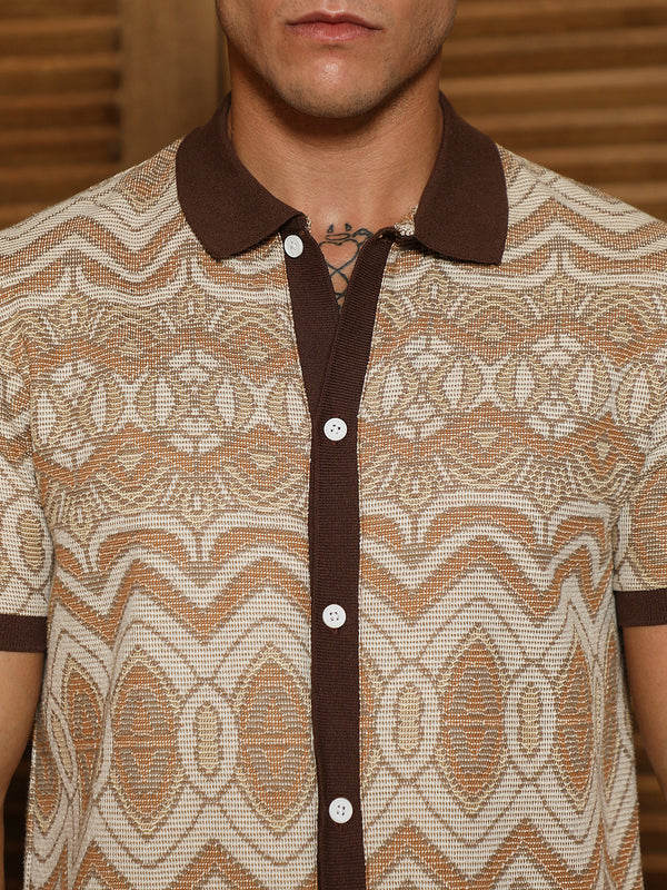 Arched-Knit Polo Shirt