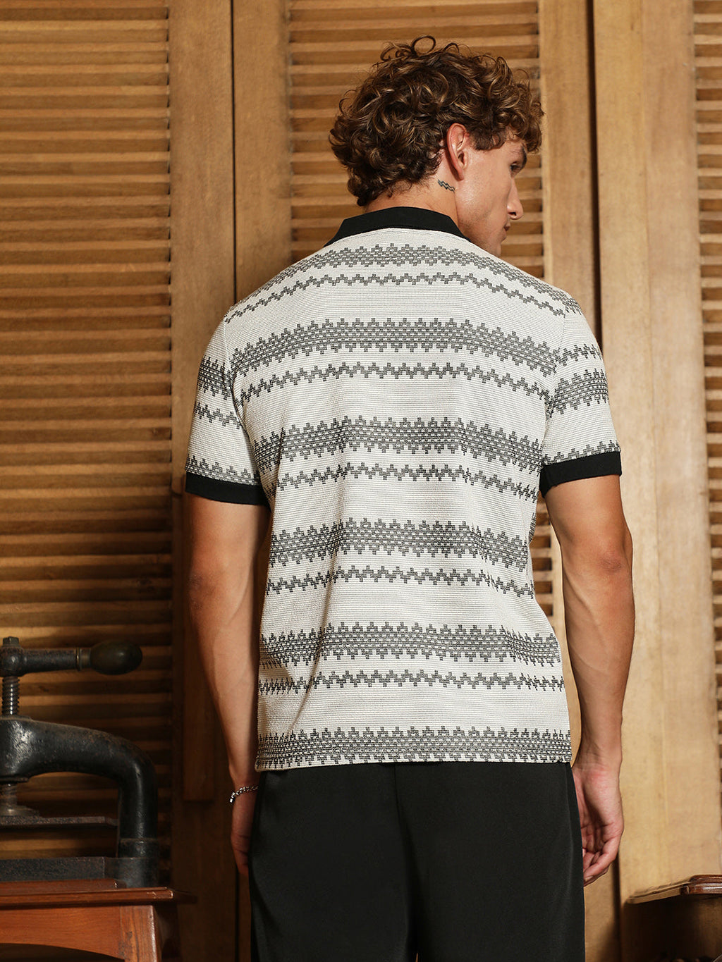 Arched-Knit Polo Shirt
