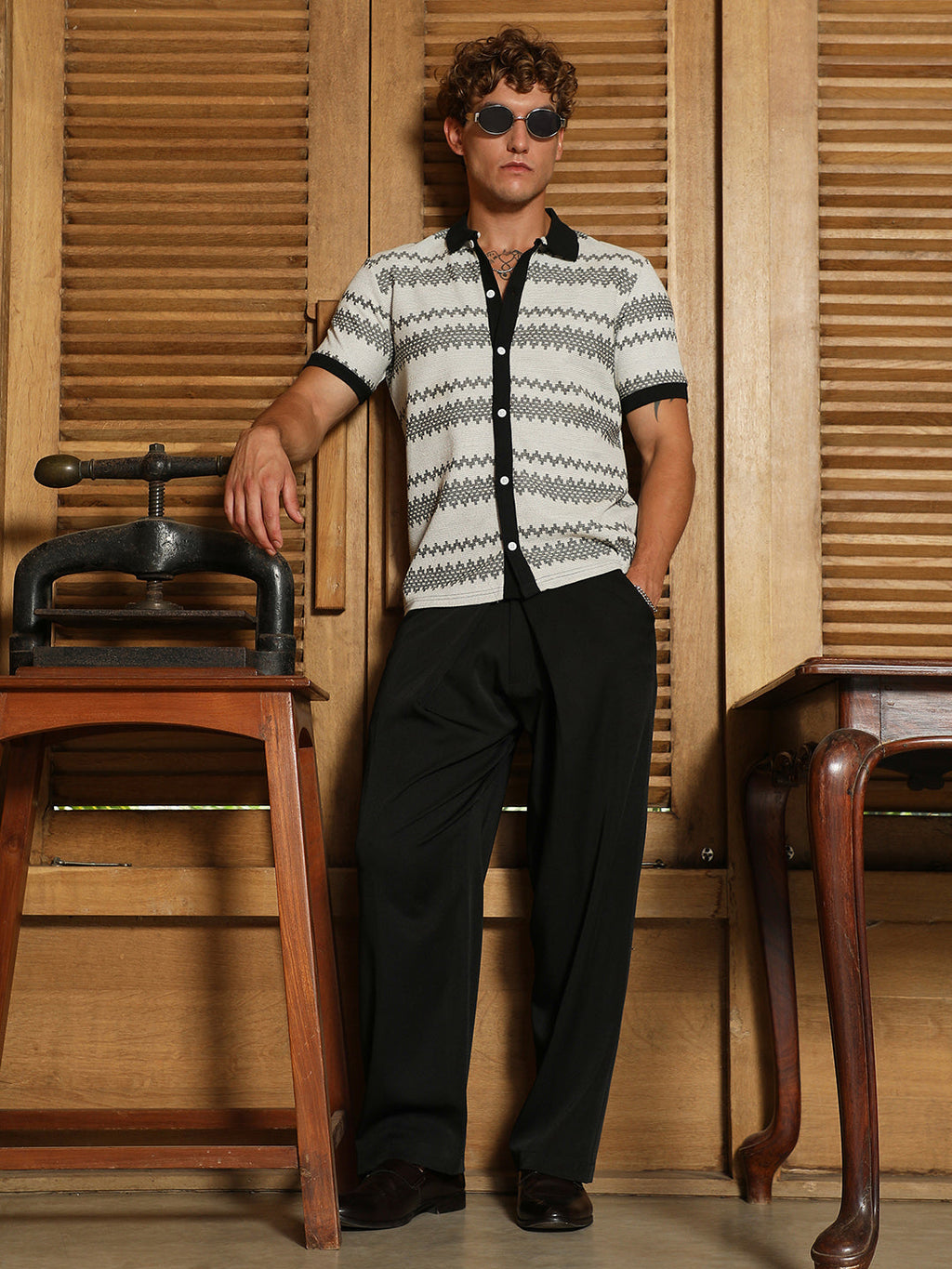 Arched-Knit Polo Shirt