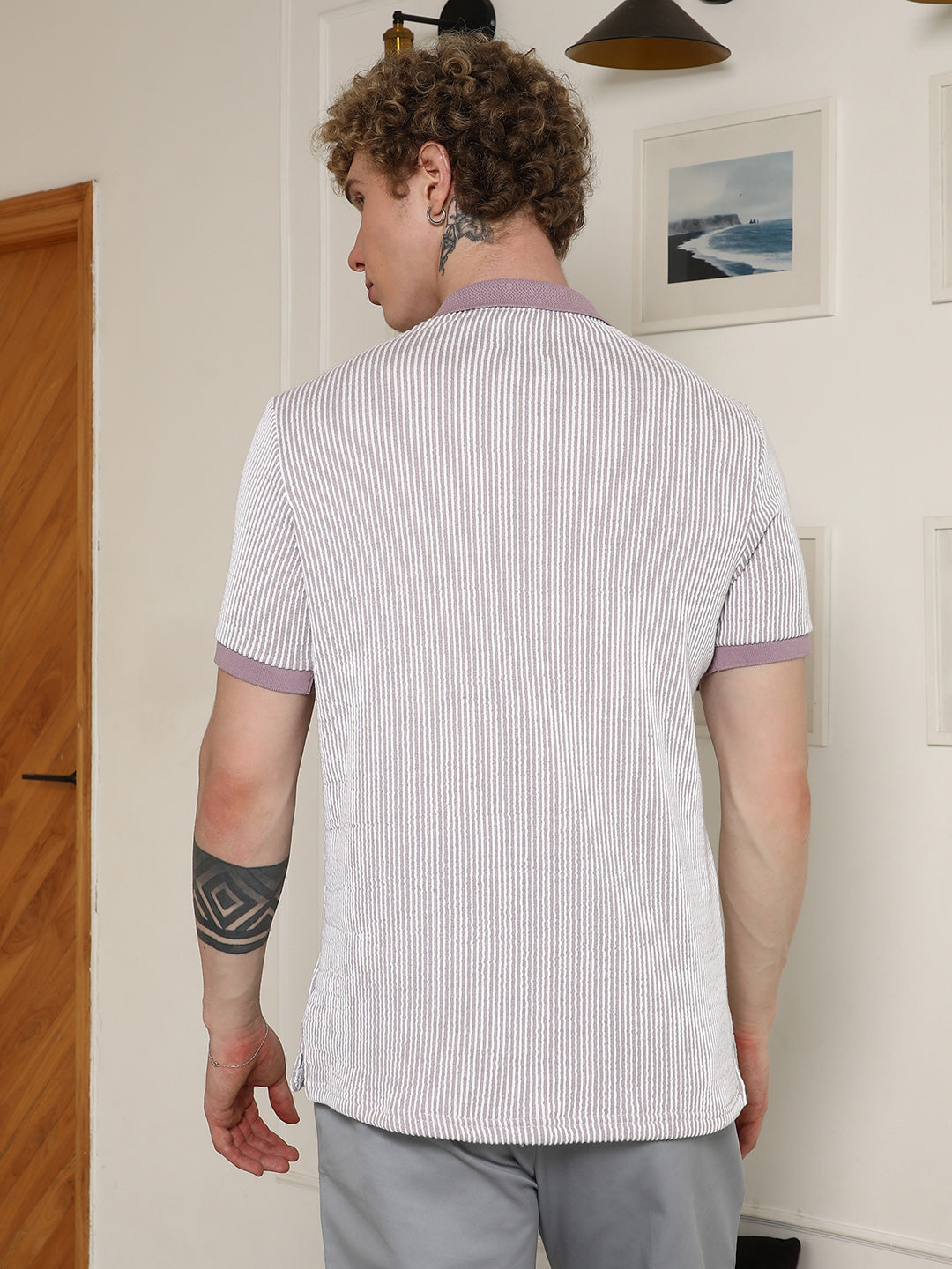 Striped Poly Spandex Polo Shirt