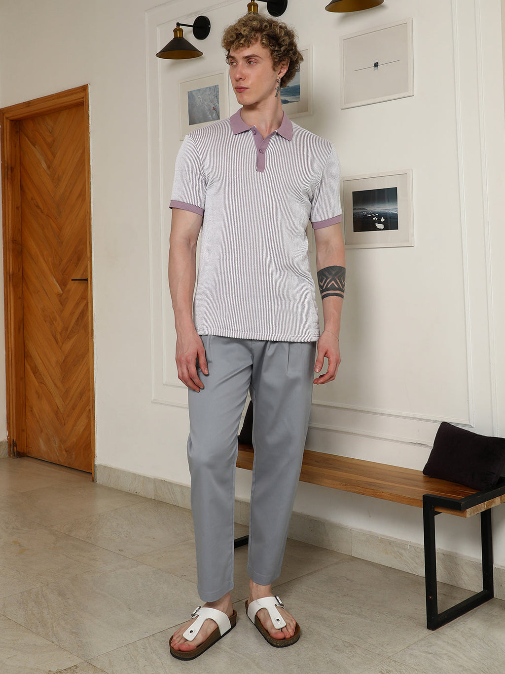 Striped Poly Spandex Polo Shirt