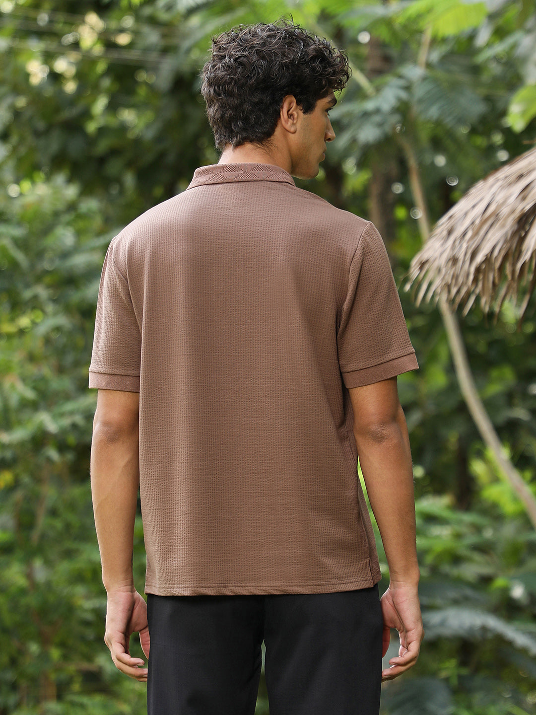 Seersucker-Jacquard Polo T-Shirt
