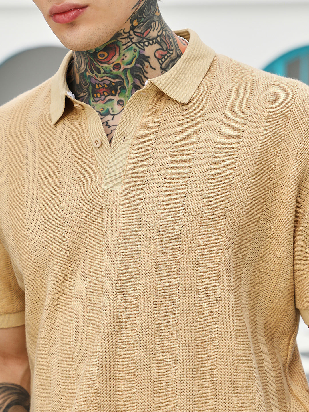 Candy Stripe-Knitted Polo T-Shirt