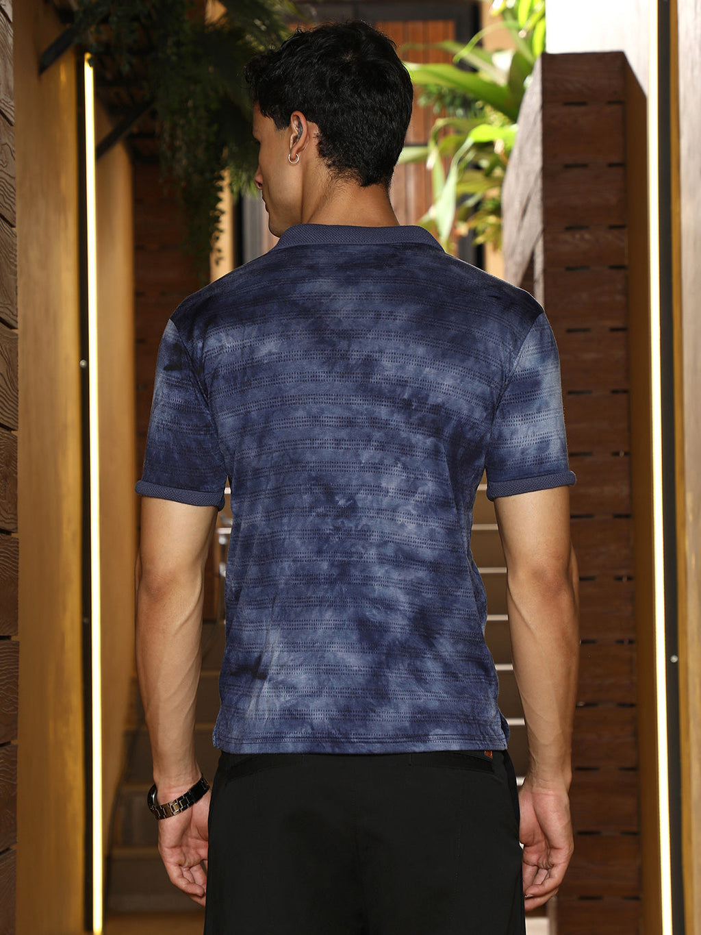 Dye-Panel Jacquard Polo T-Shirt