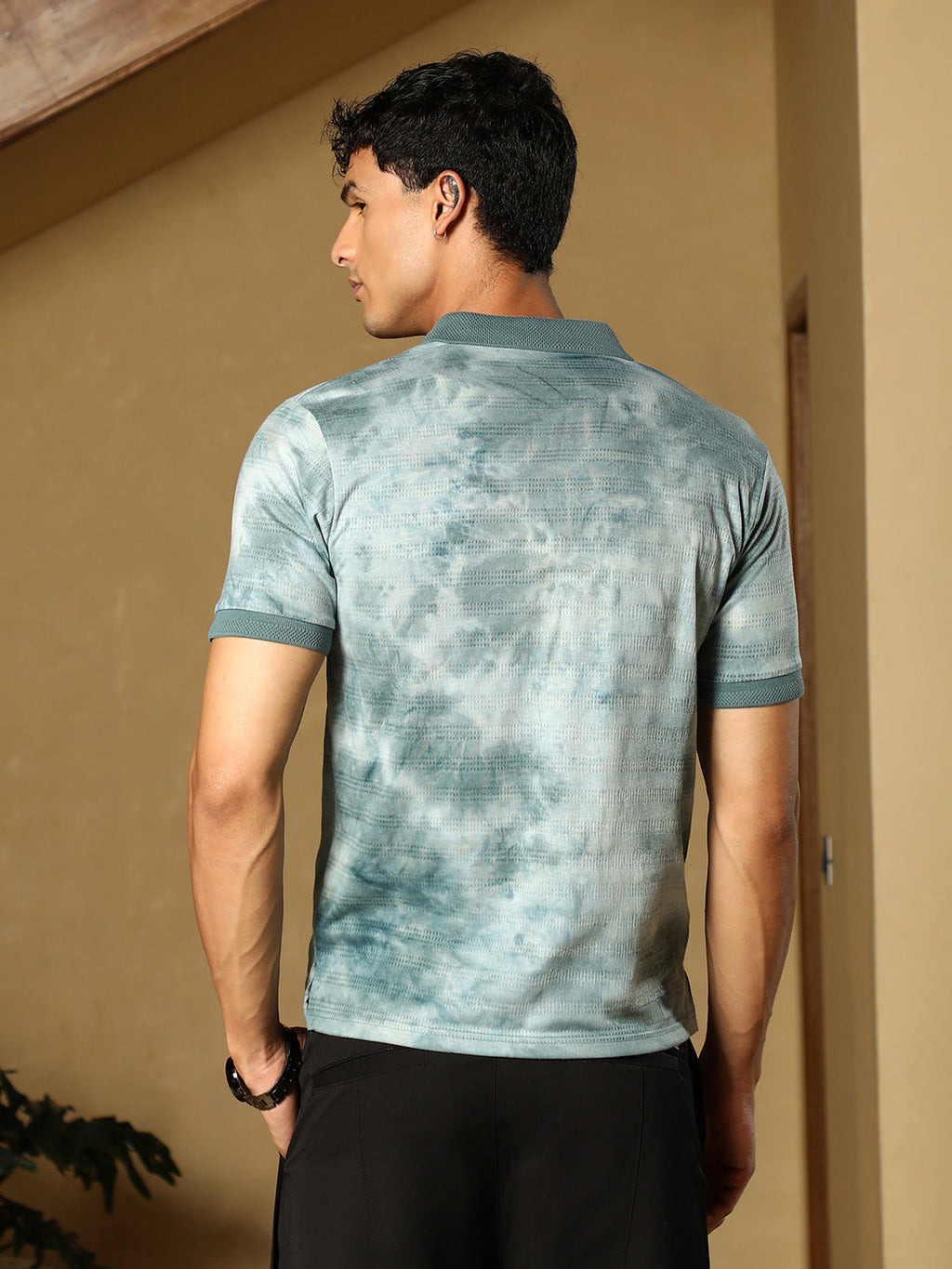 Dye-Panel Jacquard Polo T-Shirt