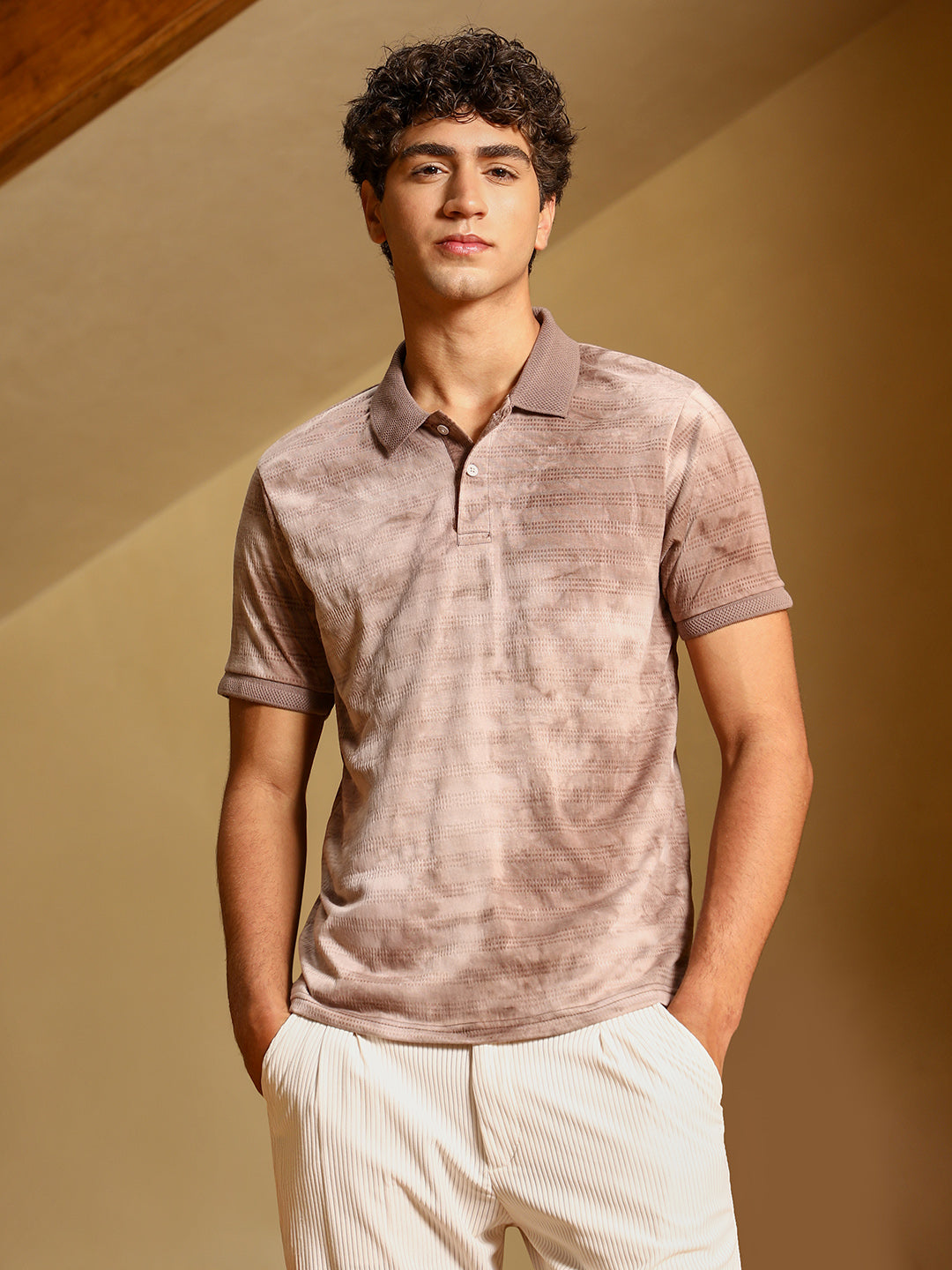 Dye-Panel Jacquard Polo T-Shirt