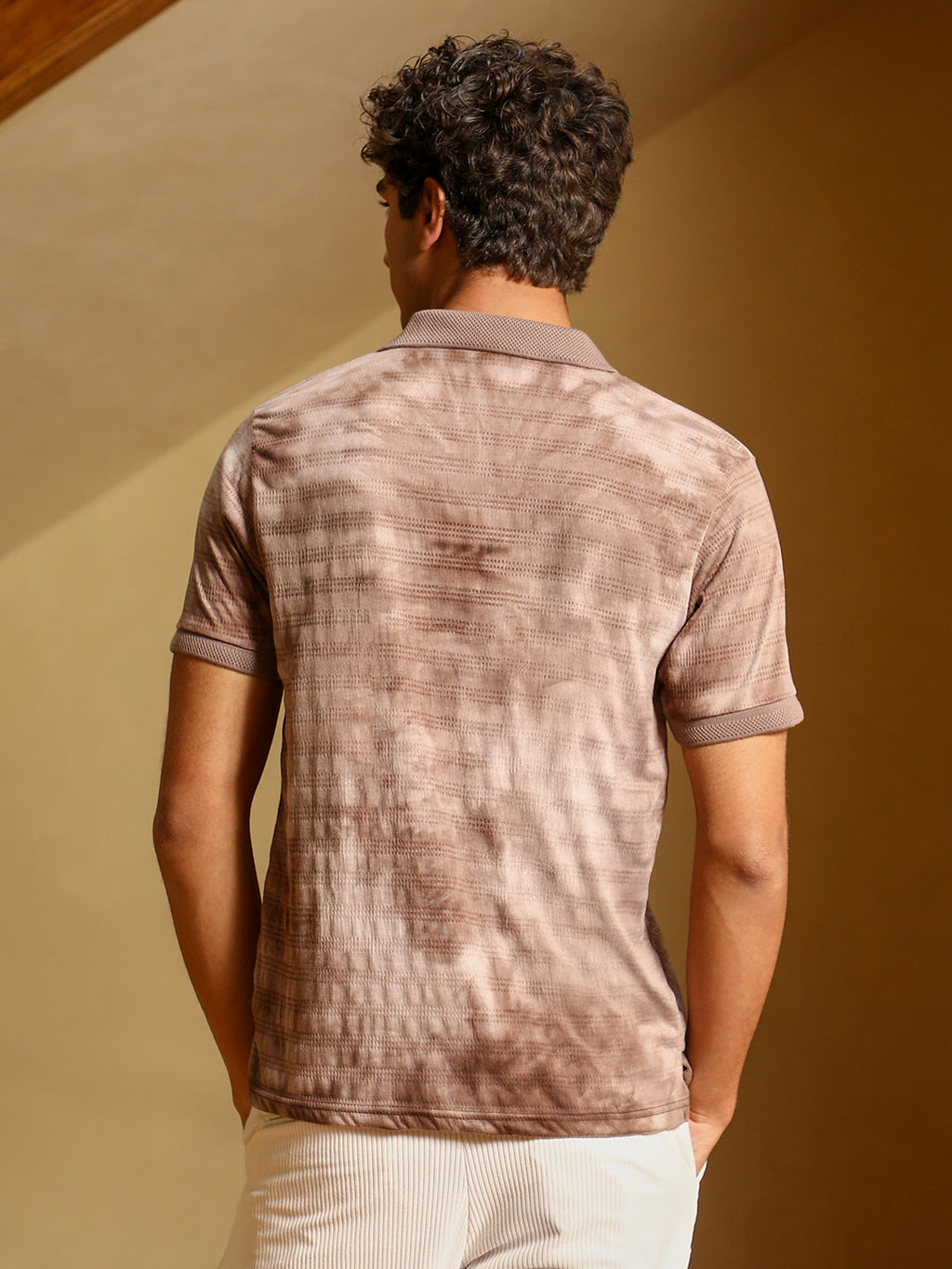 Dye-Panel Jacquard Polo T-Shirt