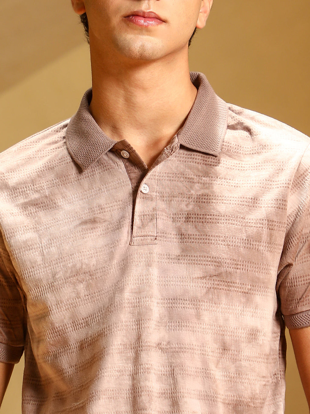 Dye-Panel Jacquard Polo T-Shirt