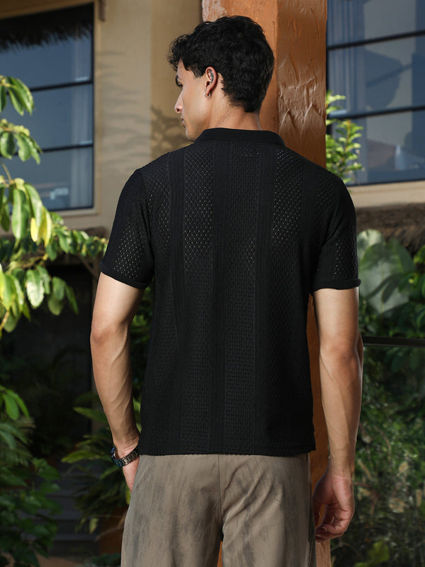 Marquise-Panel Jacquard Polo T-Shirt
