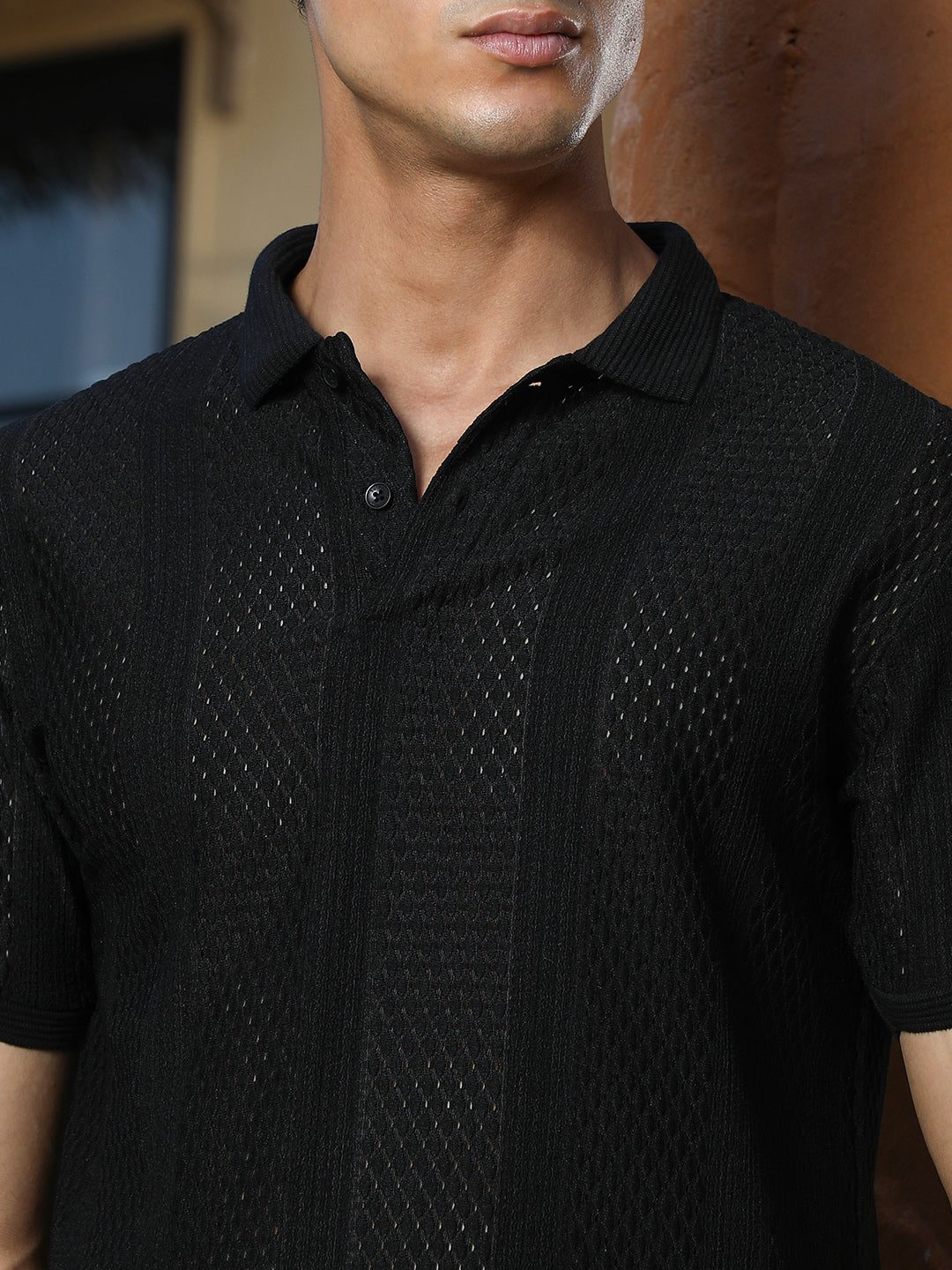 Marquise-Panel Jacquard Polo T-Shirt