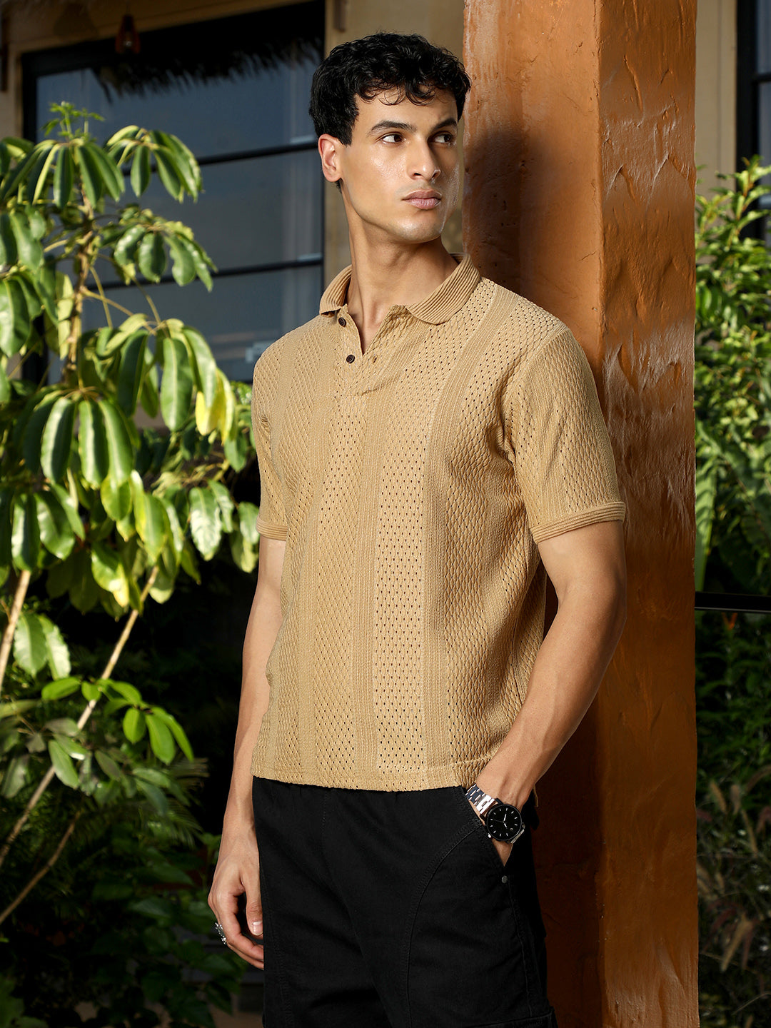 Marquise-Panel Jacquard Polo T-Shirt