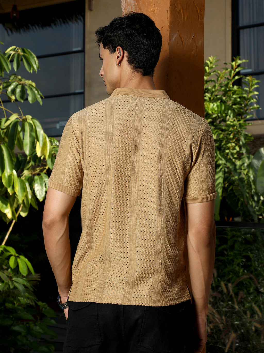 Marquise-Panel Jacquard Polo T-Shirt