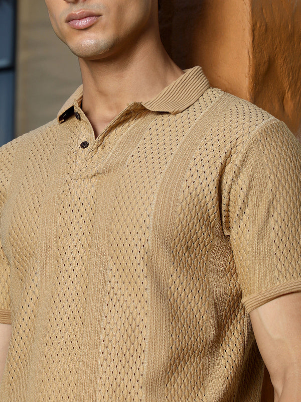 Marquise-Panel Jacquard Polo T-Shirt