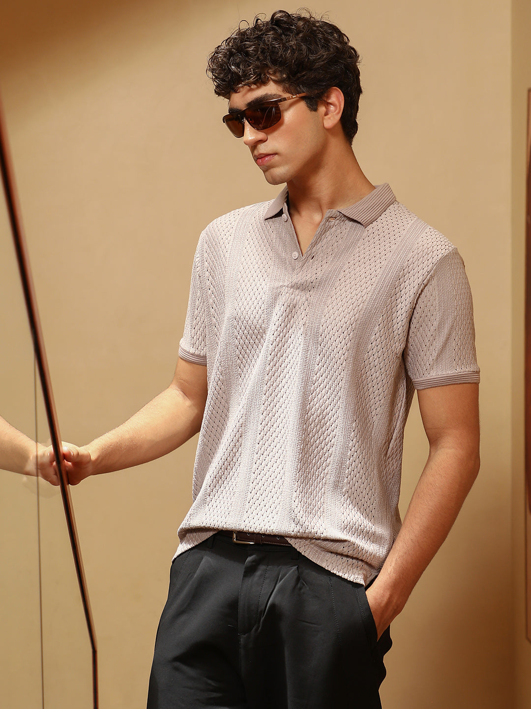 Marquise-Panel Jacquard Polo T-Shirt