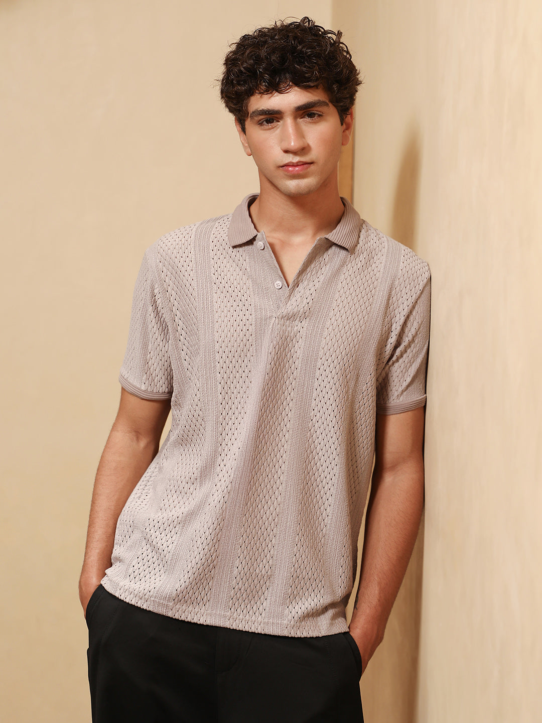 Marquise-Panel Jacquard Polo T-Shirt