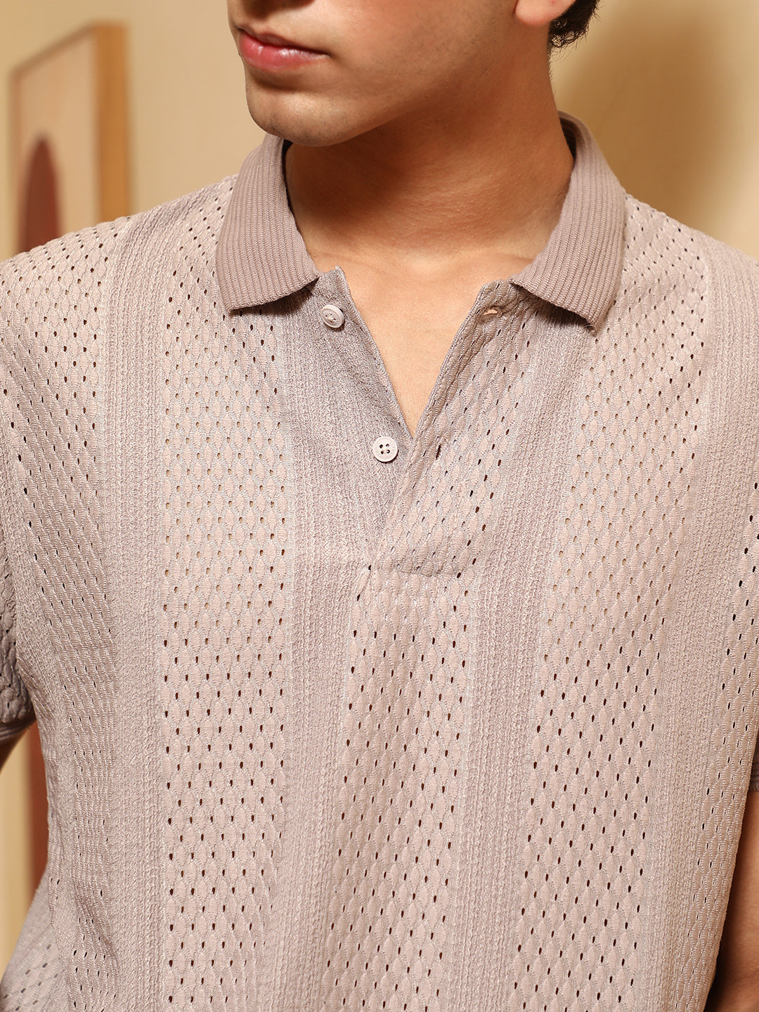 Marquise-Panel Jacquard Polo T-Shirt