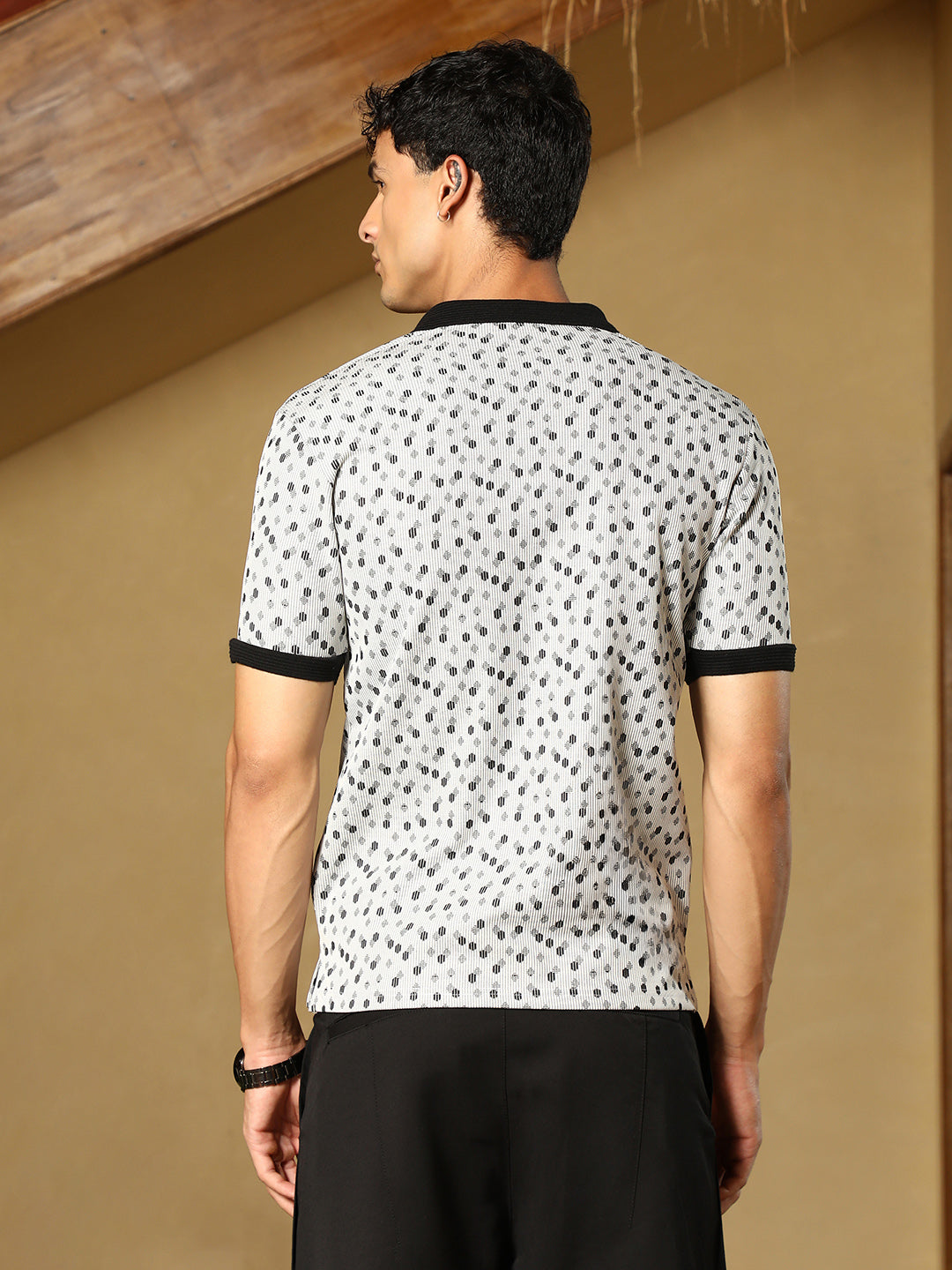 Shadowed-Polka Polo T-Shirt