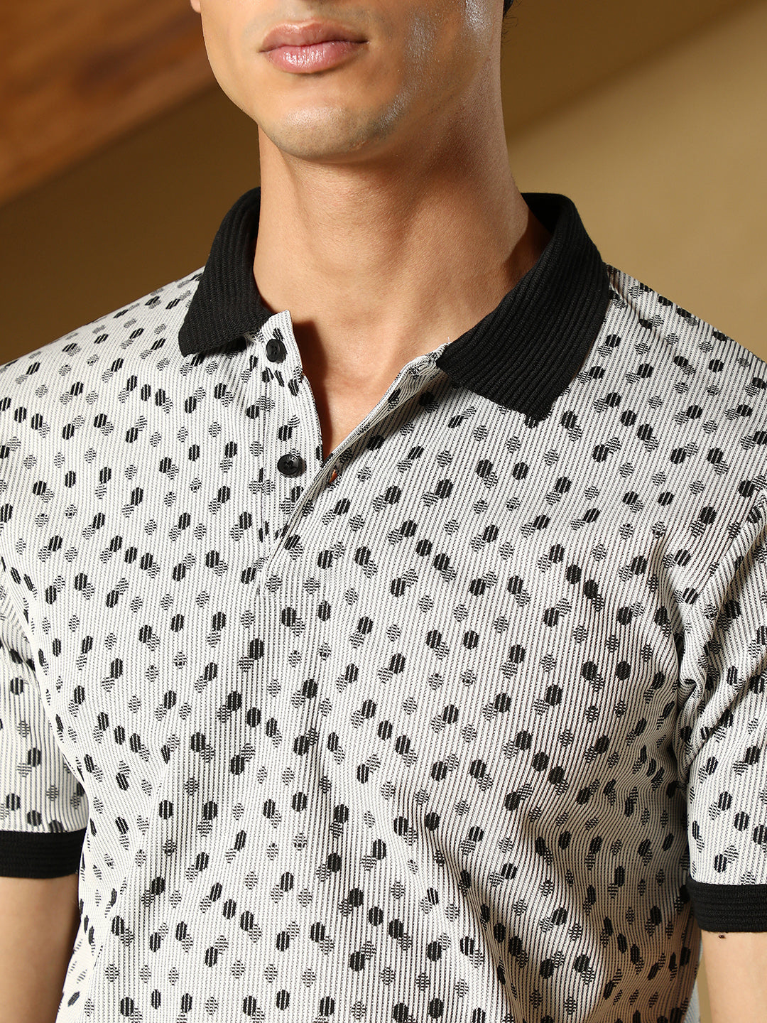 Shadowed-Polka Polo T-Shirt