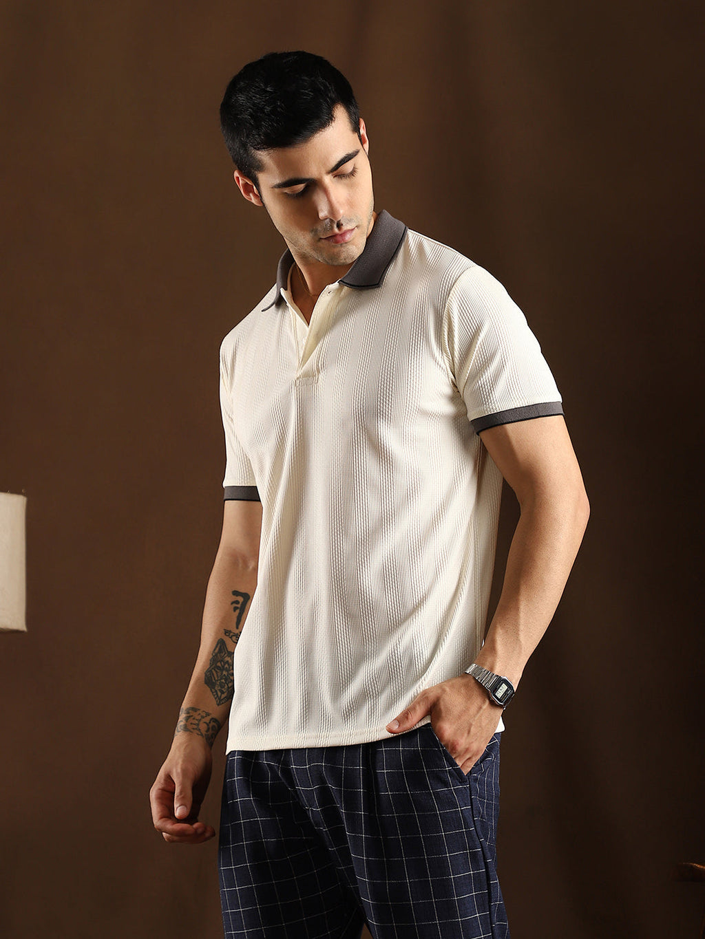 Contrast Trough Polo T-Shirt