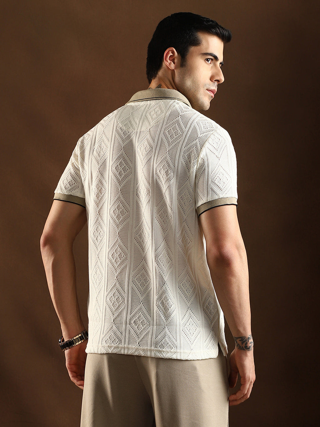 Contrast Rhombus Polo T-Shirt