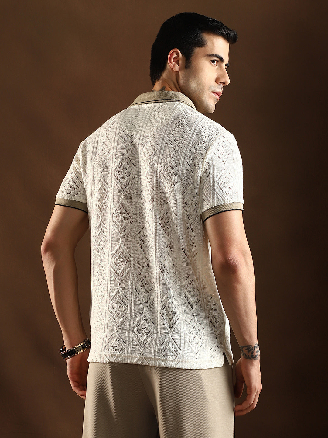 Contrast Rhombus Polo T-Shirt