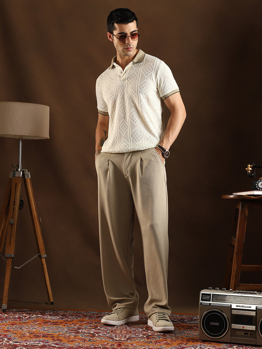 Contrast Rhombus Polo T-Shirt