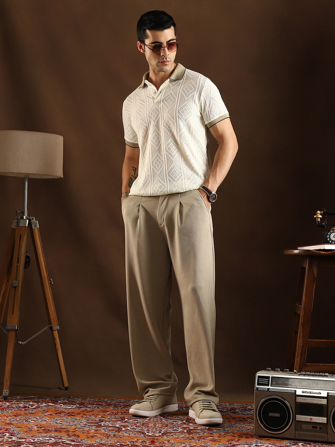 Contrast Rhombus Polo T-Shirt