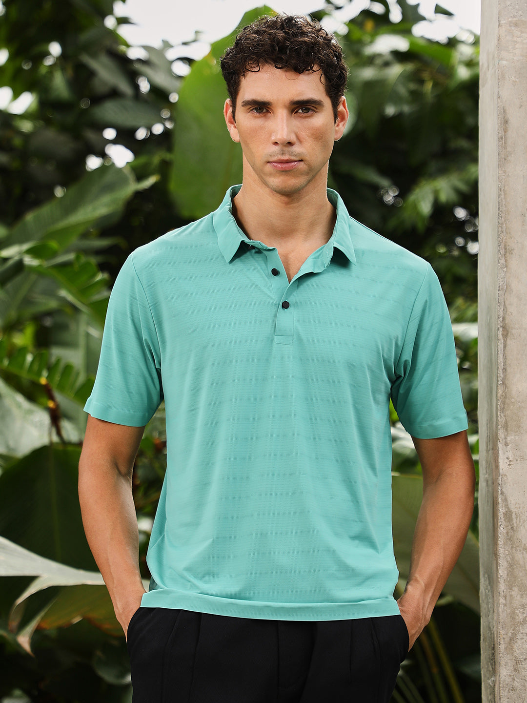 Seamless Gradient-Texture Polo T-Shirt