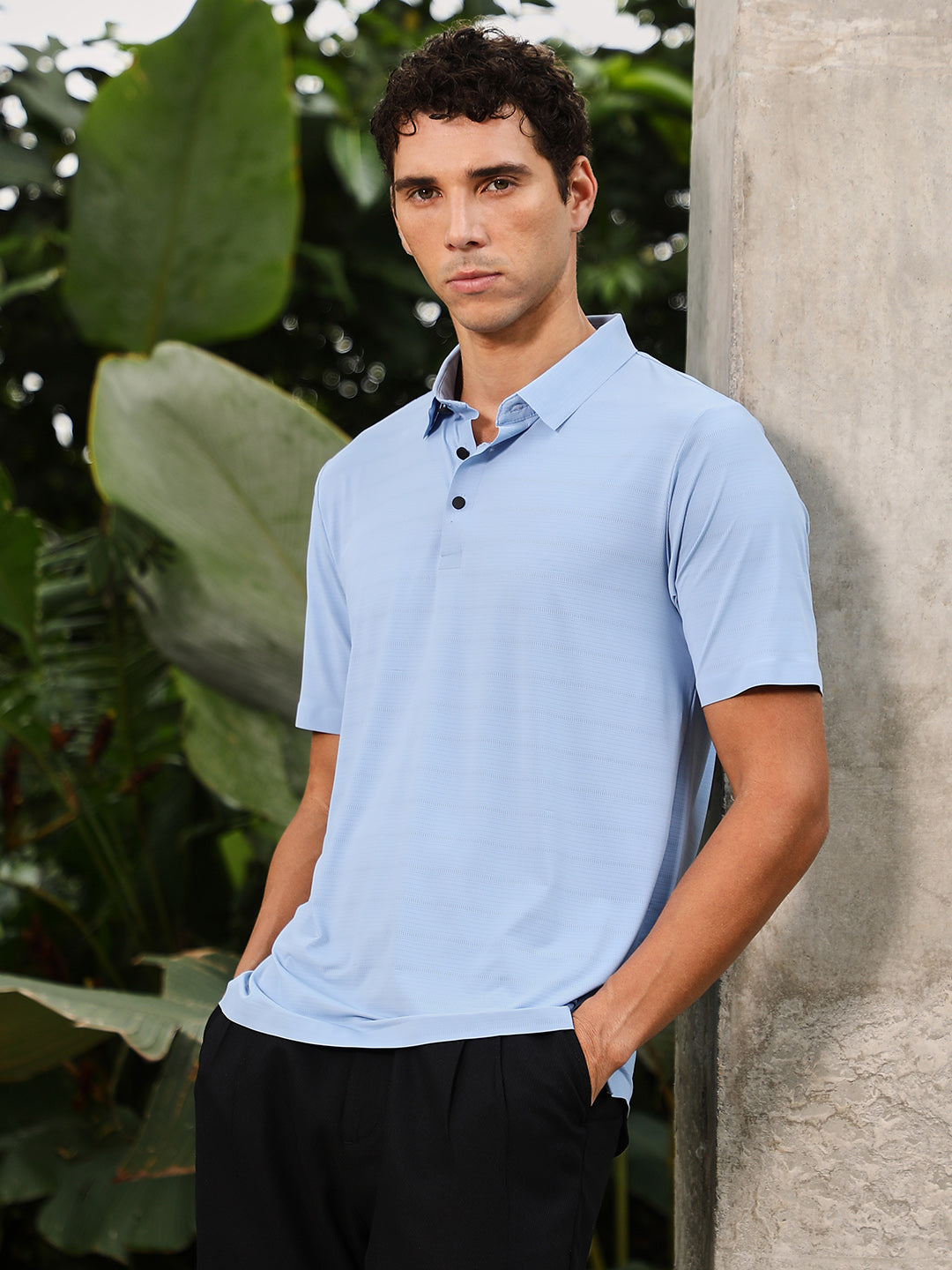 Seamless Gradient-Texture Polo T-Shirt
